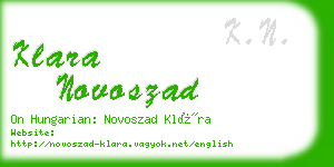 klara novoszad business card